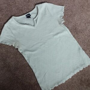 Art Class Light Green Ribbed Sleeve Top